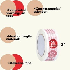 3″ x 110 Yards (330′) White Stop Sign Printed Packing Tape security Tapes 2 Mil