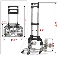 2in1 Folding Grocery Basket Cart Shopping Wheels Stair Climbing Adjustable Dolly