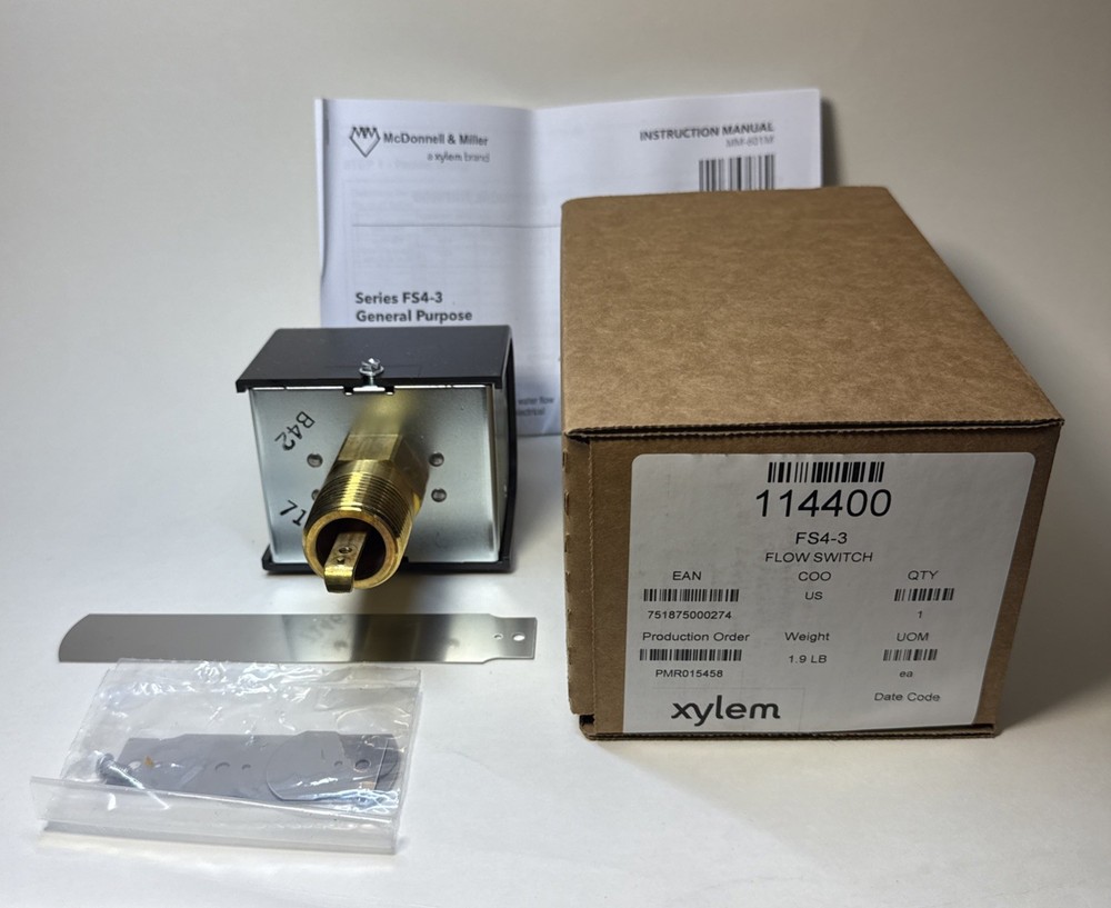 McDonnell & Miller FS4-3 1 In. NPT Flow Switch PN 114400 NIB