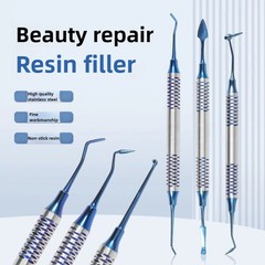 6 Pcs Dental Composite Resin Filling Tool Set Titanium Plated Spatula