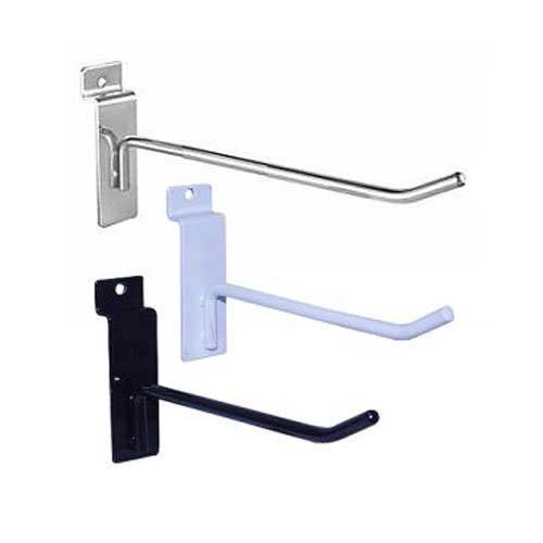 Slatwall Hooks: 1″, 2″, 4″, 6″, 8″, 10″, 12″ – Black, White, Chrome – FREE SHIP!