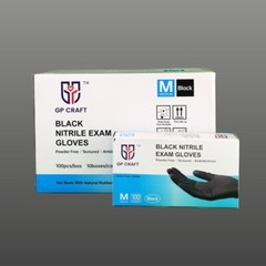 GP CRAFT Disposable Nitrile Exam Gloves, 4 Mil, Black, Chemo Rated, Case of 1000