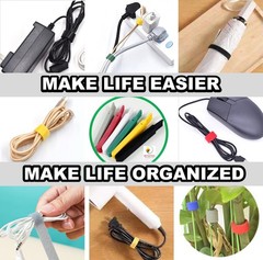 QUALIALL 150 Reusable Cable Ties, Strong Adhesion Nylon Cord Ties 6 Colors