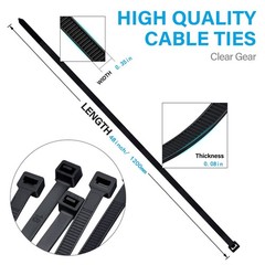 HeavyDuty 48Inch Nylon Zip Ties 175 Lbs Tensile Strength Black 12 Pcs for Outd