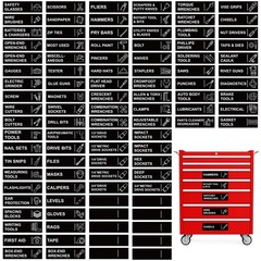 100PCS Magnetic Toolbox Labels Tool Chest Drawer Organizer Tags Pre Printed Set