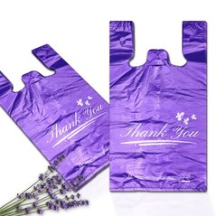 100PACK Purple Lavender Scent Thank you bags, 100PCS T shirt bags, To Go Bags…