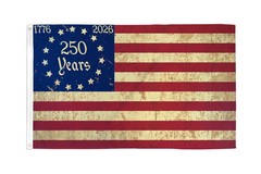 250 America Tea-Stained Flag 3x5ft Poly 250 Years Banner Sign Fourth of July USA