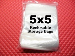 100 Reclosable Storage Bags 5”x 5” Clear Plastic 2 Mil Seal-Top Baggies 5×5