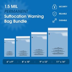 Spartan Industrial Poly Bag Bundle Combo Pack of 4006X9, 8X10, 9X12, 11X14 S…