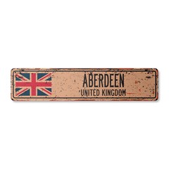 ABERDEEN UNITED KINGDOM Vintage Street Sign British Britons Brits flag country