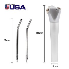 Dental 3 Way Air Water Syringe Triple Spray Handpiece with 2 Nozzles Tips Tubes