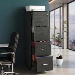 4-Drawer Tall File Cabinet with Independent Locks, Letter-Size Hanging Anti-Tip