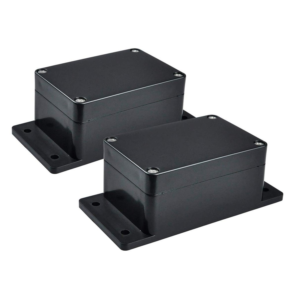 2 Pack IP65 Electronic Project Box Plastic ABS Waterproof Black Junction Box