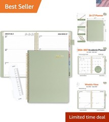 Elegant 2026-2027 Planner – 9×11.2 Leather, Extra Pages & Colorful Tabs