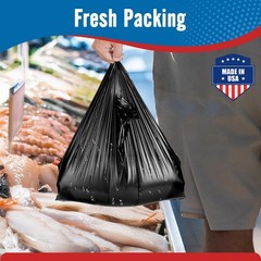 500 Count Plastic T-shirt Bags Black 12″x 6.5″x 21″Grocery Trash Take Out To Go