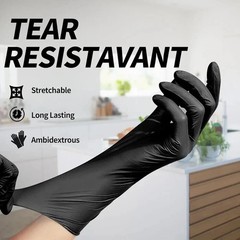 Black Nitrile Gloves 5 Mil Heavy Duty Powder Free Disposable Mechanic Tattoo