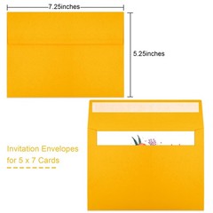 50 Packs Yellow 5×7 Envelopes 5×7, Fade Bright A7 (5.25×7.25in),