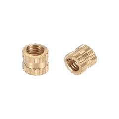 M3 x 4mm(L) x 4mm(OD) Brass Knurled Threaded Insert Embedment Nuts, 30 Pcs