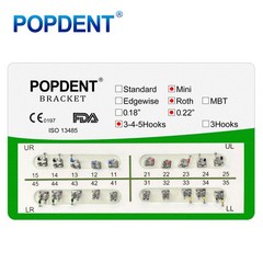 POPDENT Dental Orthodontic Metal Brackets MIM MBT/ROTH 022/018 345H Monoblock