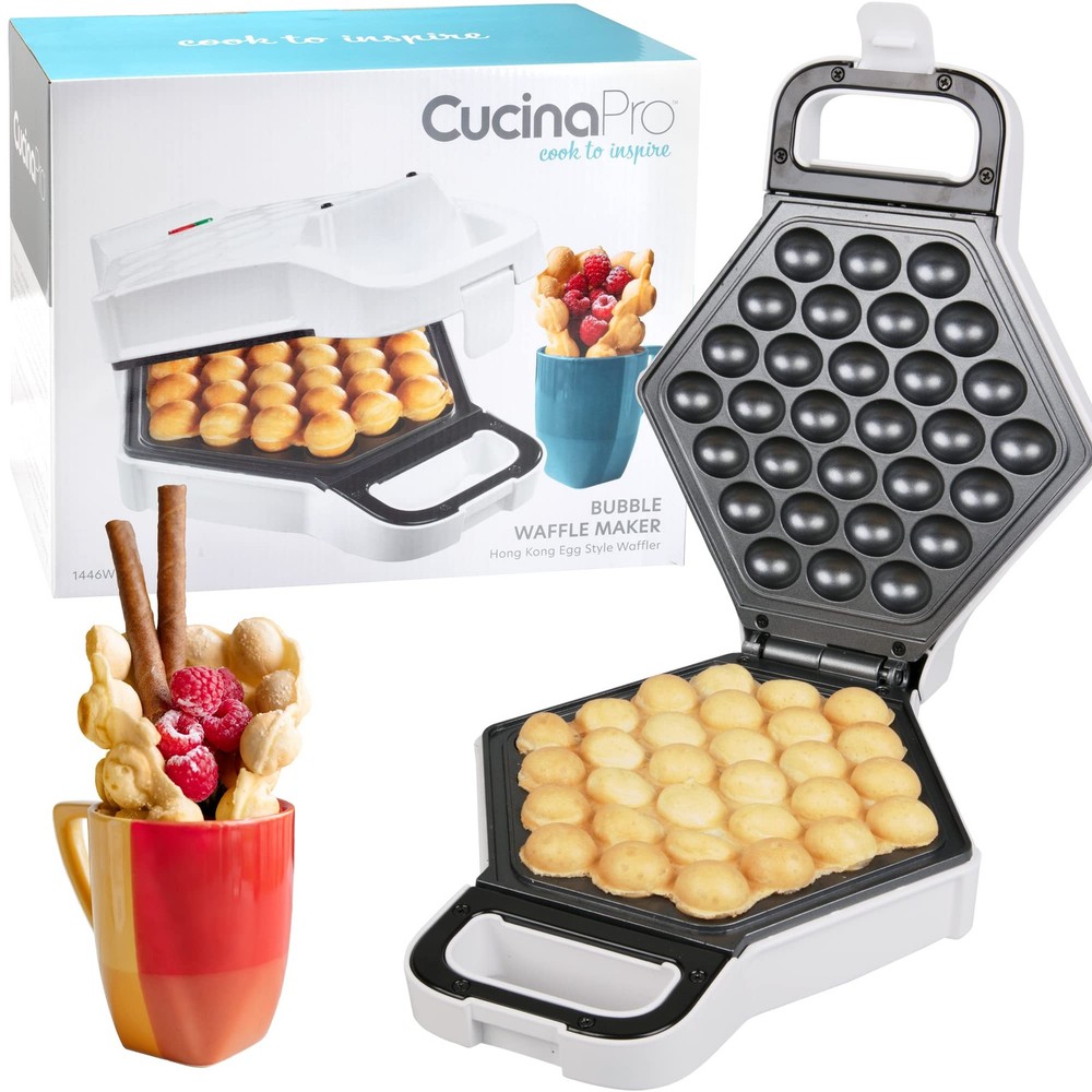 Bubble Waffle Maker- Electric Nonstick Hong Kong Egg Waffler Iron Griddle w Read