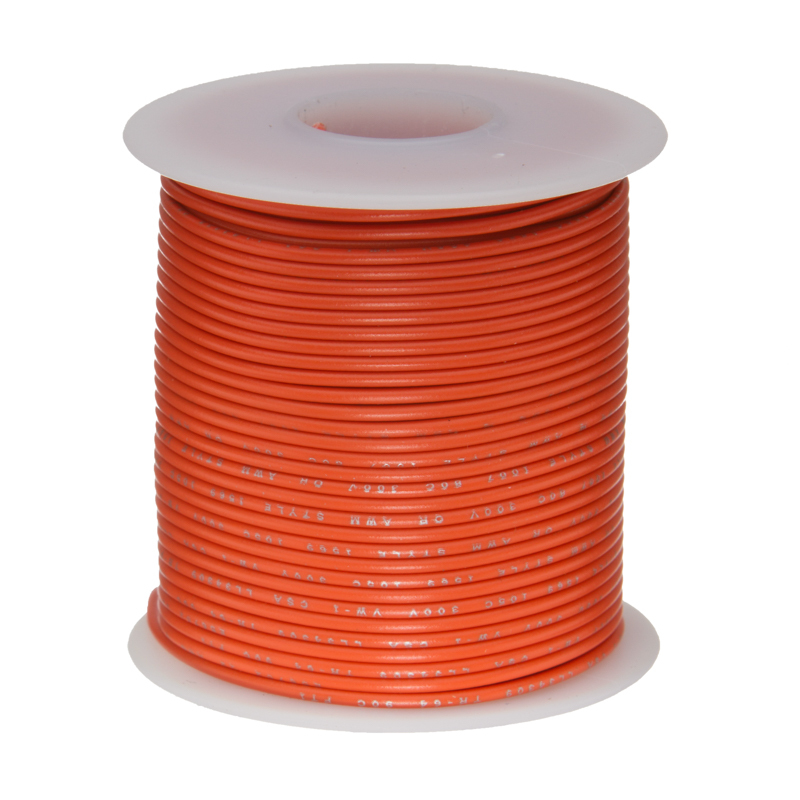 20 AWG Gauge Stranded Hook Up Wire Orange 100 ft 0.0320″ UL1007 300 Volts