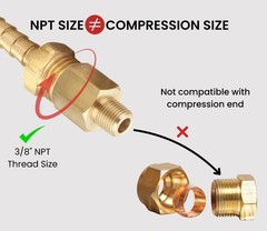 3/8″ NPT Female to 1/4″ NPT Male Brass Pipe Fitting Reducer Adapter, 2 PCS | Thr
