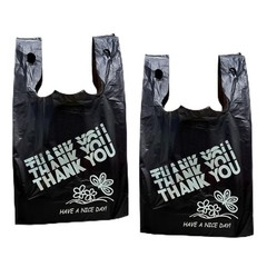 Black Thank you bags, HEAVY DUTY 22MIC bags, Black Plastic Bags with handle, …