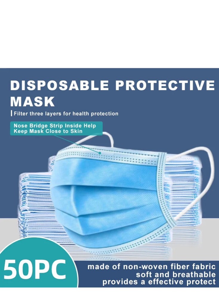 [50 Pcs]3-Ply Disposable Face Mask Non Medical Surgical cover Buy More Save More