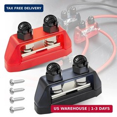 RED WOLF 2PCS 5/16″ M8 Dual Stud Bus Bar 12-48V Power Distribution Block Holder