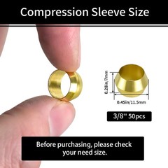 MuHize Brass Compression Ferrules Kit – 50 Pieces 3/8 Inch Inch, 50 pcs
