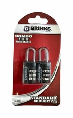(2-Pk) BRINKS 3-Dial Resettable Combination Zinc Diecast Sport Padlock 22mm Body