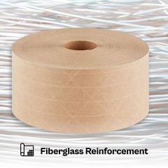 2.75″ x333 Yd Wolverine Reinforced Kraft Water Activated Gum Tape 12 Rls 5.5 Mil