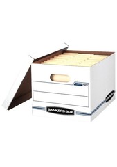 Bankers Box Basic Duty Letter/Legal File Storage Box with Lids, 10 Pack, White