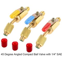 3PCS/Set Brass Air Conditioning HVAC 1/4″ Shut Valve For AC Charging Hoses