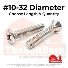 #10-32 18-8 Stainless Steel Phillips Oval Head Machine Screws (Pick Length&Qty)
