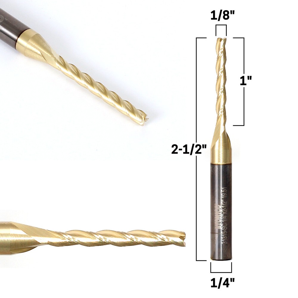 1/8″ Dia. 3D Carving ZrN Coated CNC Router Bit – 1/4″ Shank – Yonico 31315-SC