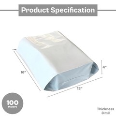 13″ x 16″ Expansion Poly Mailers 4″ Bottom Gussetted 3 Mil Envelopes 100/Cs