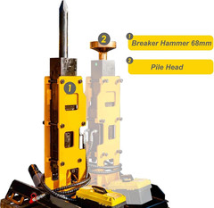 Hydraulic Breaker + Pile Driver Head for Bobcat Skid Steer – Dual Function Tool