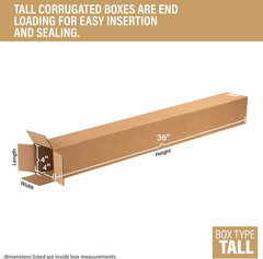 Bundle of 25 Basic Corrugated Shipping Boxes (4 X 4 X 36″)