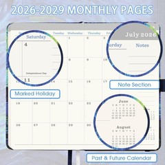 2026-2029 Monthly Planner – Stylish Faux Leather Organizer with Elastic Closure