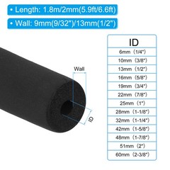 2-3/8″(60mm) ID x 6Feet Pipe Insulation Foam Tube Pipe Cover Wrap Roll