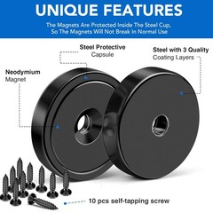 150LB Neodymium Magnets 1.4″ Countersunk MIKEDE 2PK