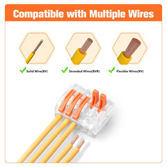 150PCS Lever Wire Nuts Connectors Kit with 2/3/4/5/8 Conductor Combination, Elec