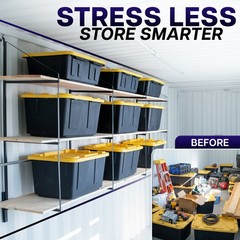 Life Finds Black 3 Tier Shipping Container Shelving Brackets, 4 Pack