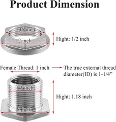 1″ NPT Female Thread Bulkhead Fitting 304 Stainless Steel Water Tank Connector