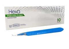 Hexa Dental Disposable Scalpels Stainless Steel Sterile #15C Box/10