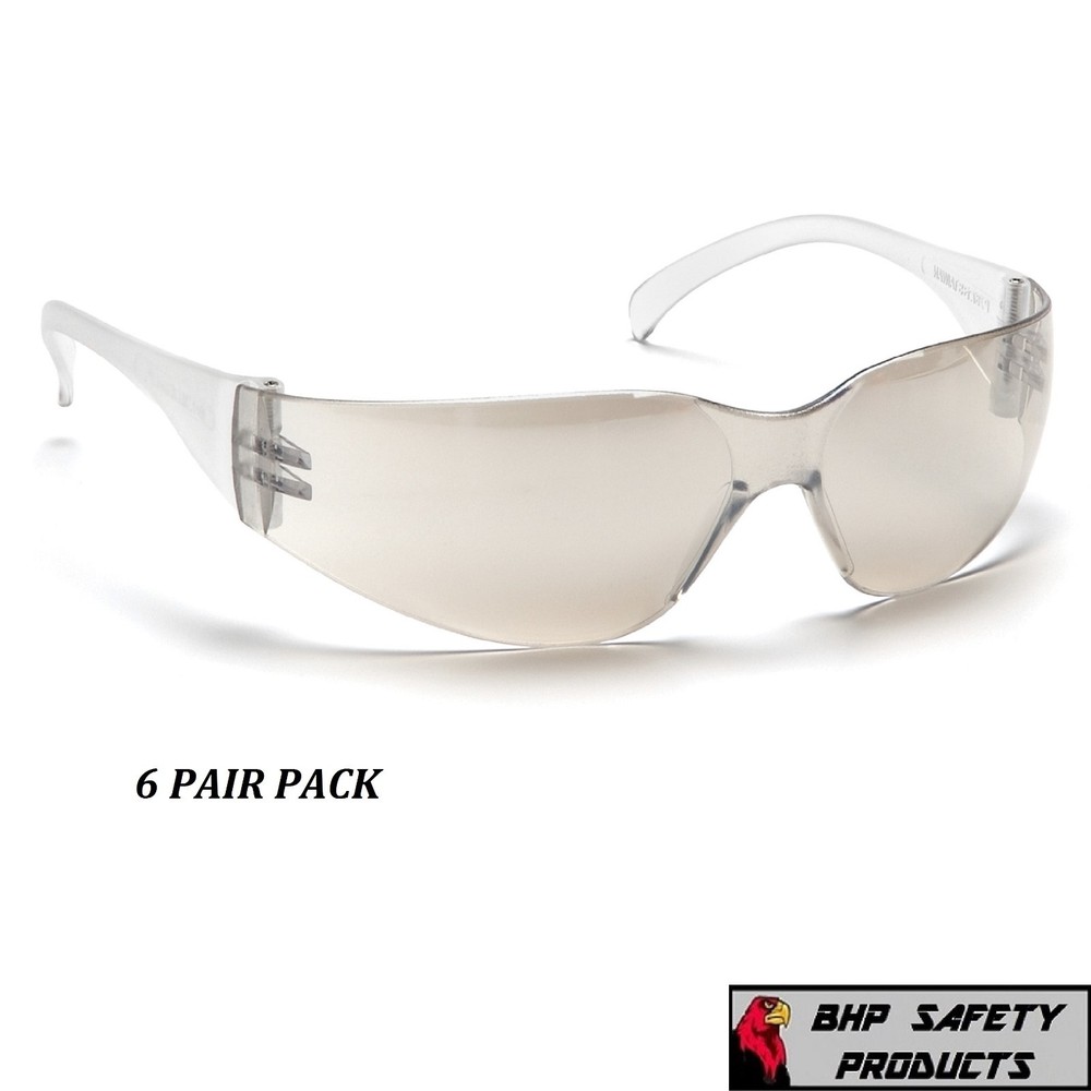 PYRAMEX INTRUDER SAFETY GLASSES INDOOR/OUTDOOR MIRROR I/O LENS S4180S (6 PAIR)