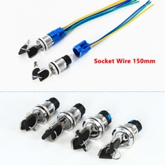19mm Rotary Key Switch Latching 2/3 Position Selector Security Lock ON/OFF 5A