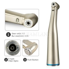 Fiber Optic Light Contra Angle Handpiece 1:1/1:5/20:1 Red Blue Green Ring Dental