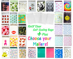 50 Pack, 25 Each 10×13″ Poly Mailers & Transparant plastic apparel Mailing bags
